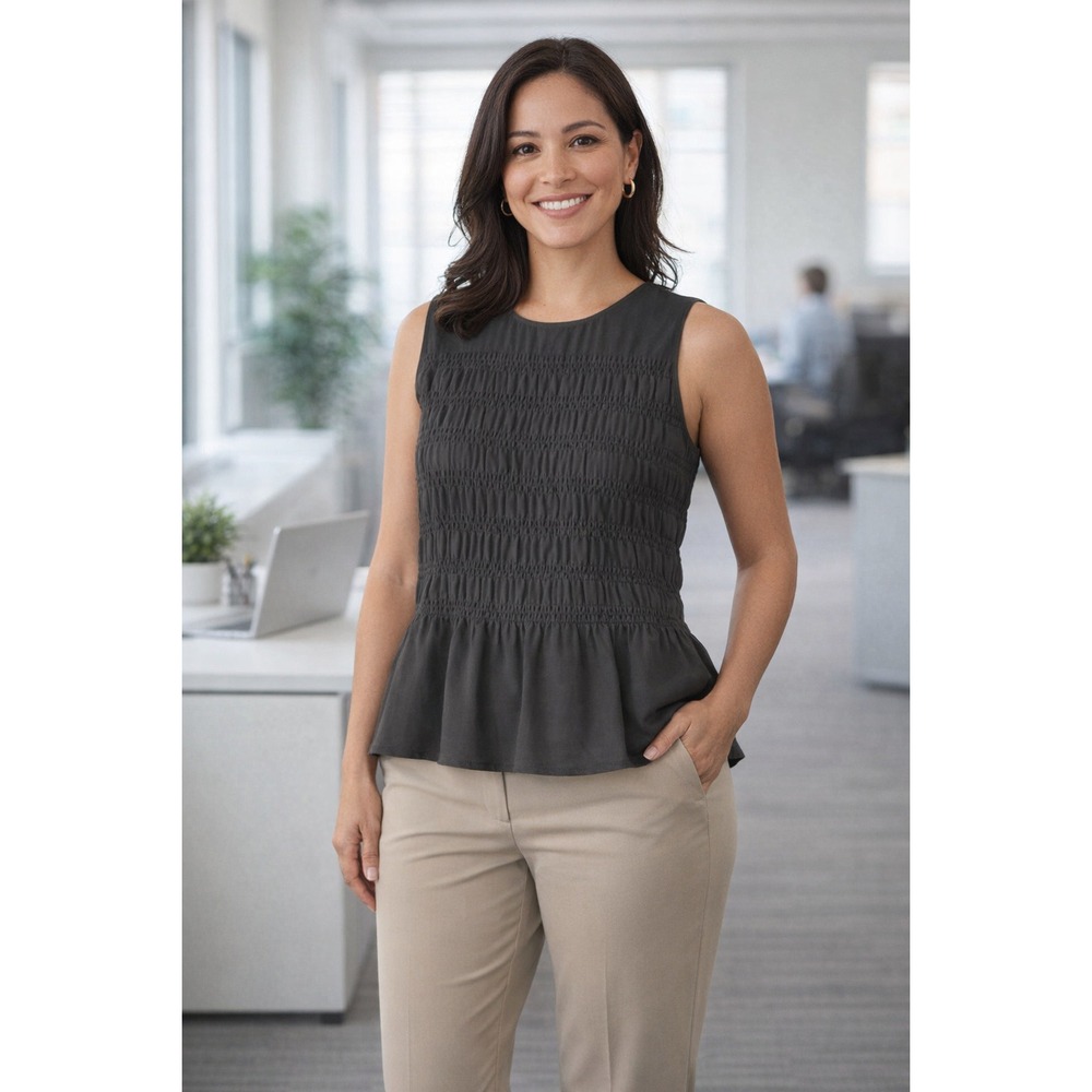 Michael Kors Womens Black Smocked Sleeveless Blouse MU64KWP4UU